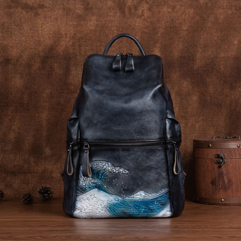 女性のための本革のバックパック,大容量,アウトドア旅行,冬, - Genuine Leather Backpack のレビューと価格