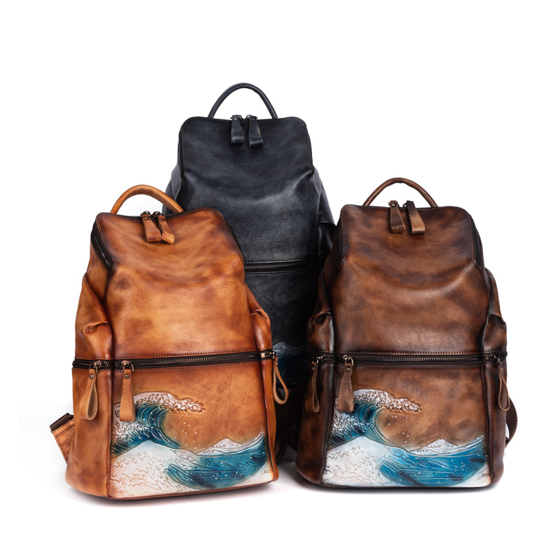女性のための本革のバックパック,大容量,アウトドア旅行,冬, - Genuine Leather Backpack のレビューと価格