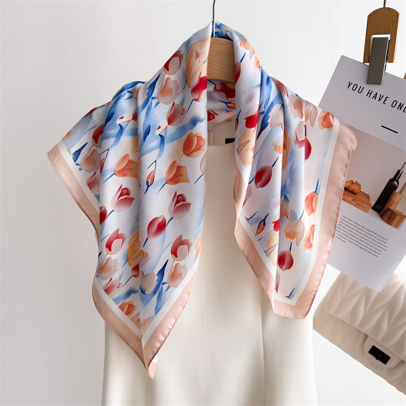 高級プリントスクエアスカーフ女性のシルクスカーフ春と夏の花バ - Luxury Bags For Summer のレビューと価格